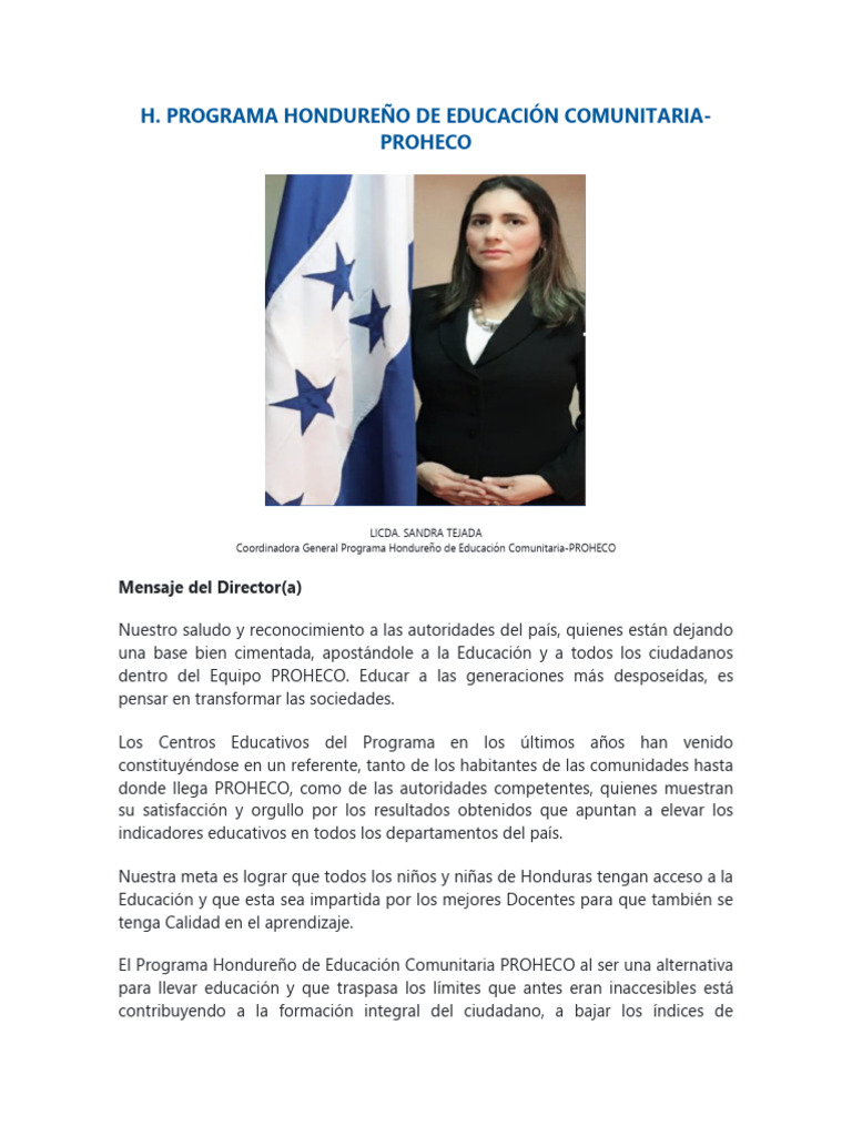 PROHECO: Educación Comunitaria en Honduras | PDF | Educación de la ...