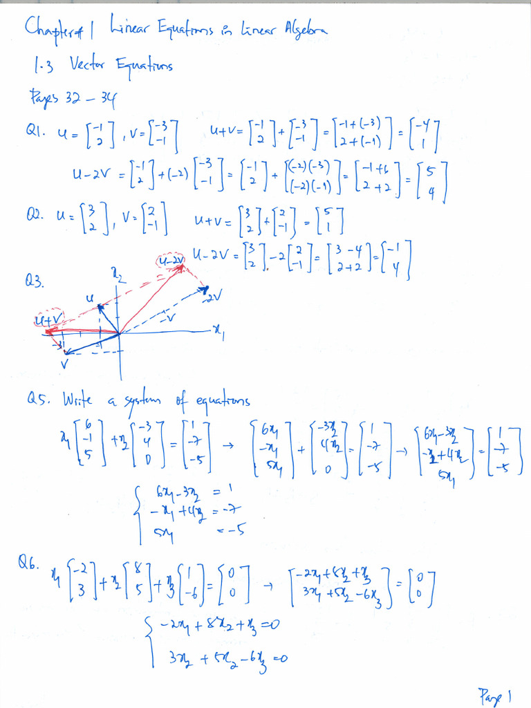 Chp1 - Section1.3 - Vector Equations - p32-34 | PDF