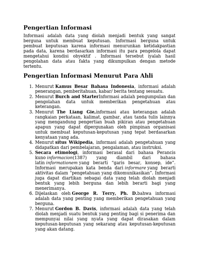Definisi dan Jenis Informasi Lengkap | PDF