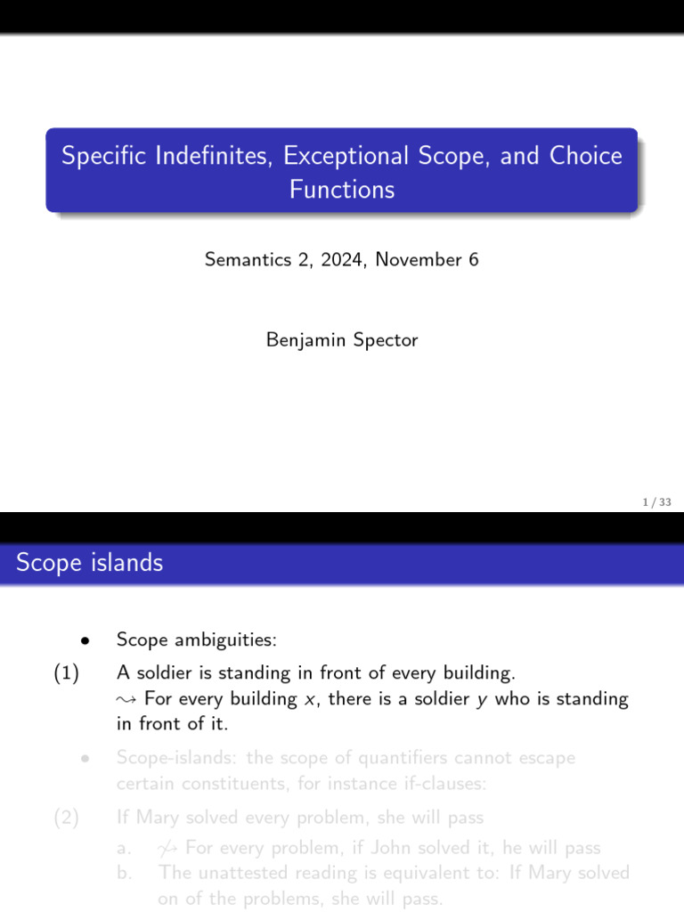 Scope and Specific Indefinites Explained | PDF | Language Mechanics ...