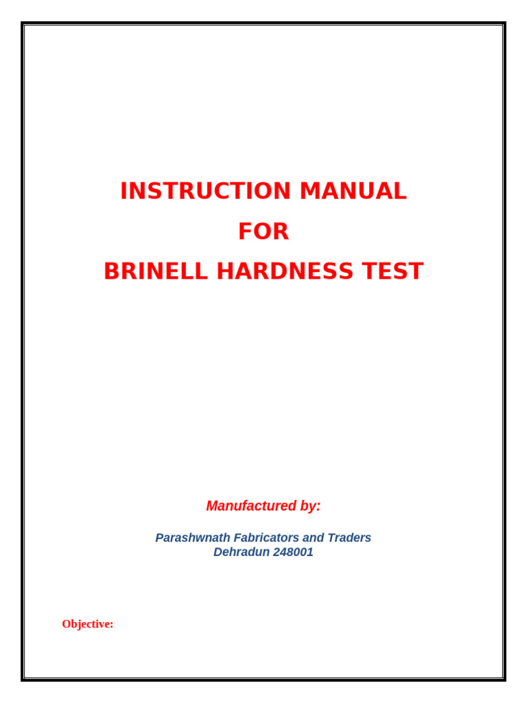 Brinell Hardness Test Manual | PDF | Hardness | Mechanical Engineering