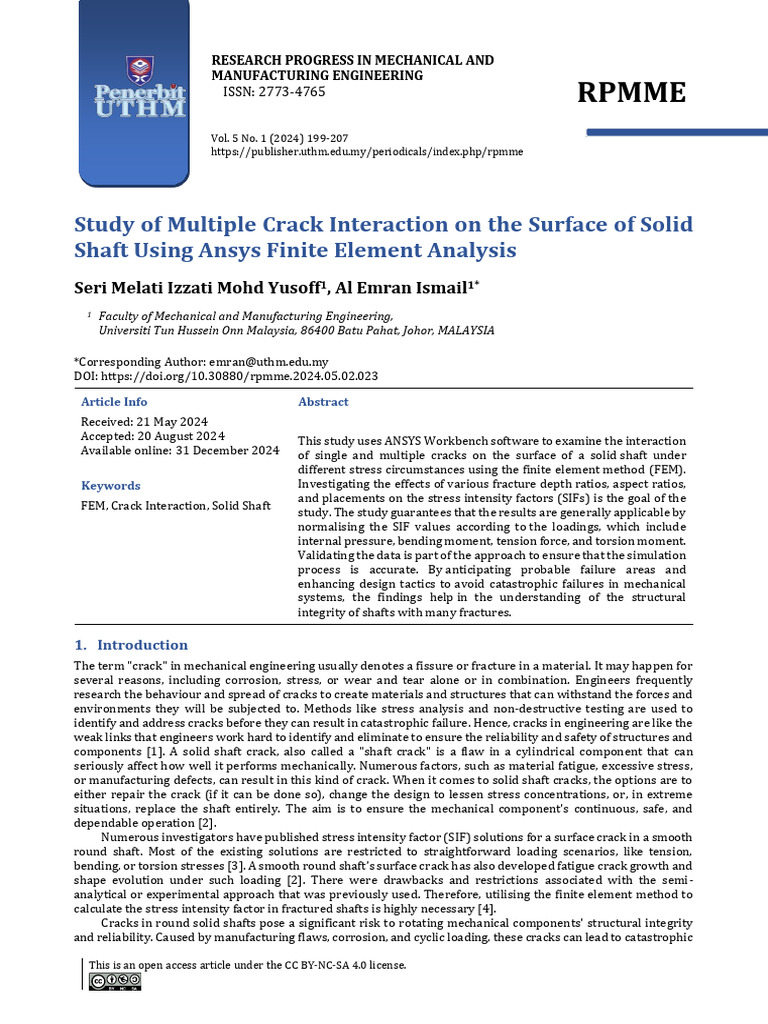 Multiple Crack Interaction in Solid Shafts | PDF | Fracture | Fatigue ...