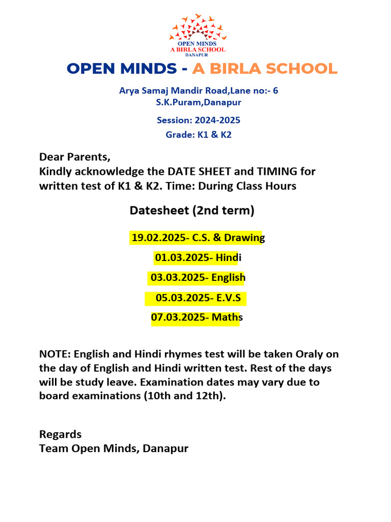 Datesheet Term 2 - K1 & K2.pdf - 20250217 - 131618 - 0000 | PDF