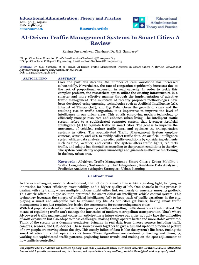 View of AI-Driven Traffic Management Systems in Smart Cities - A Review ...