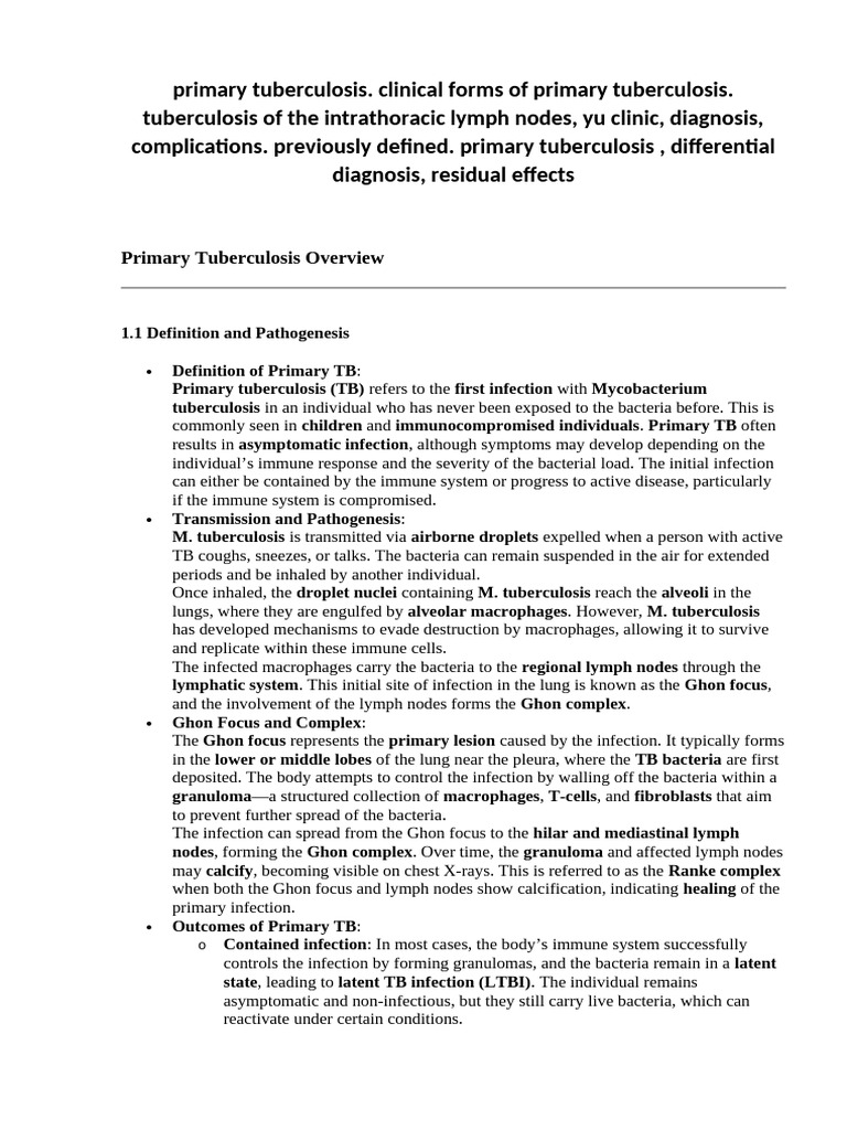 Understanding Primary Tuberculosis Forms | PDF | Tuberculosis ...