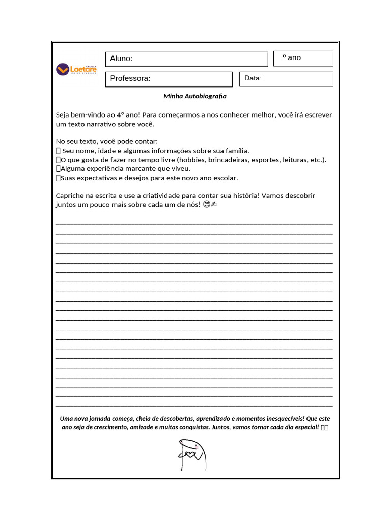 Autobiografia do Aluno - 4º Ano | PDF