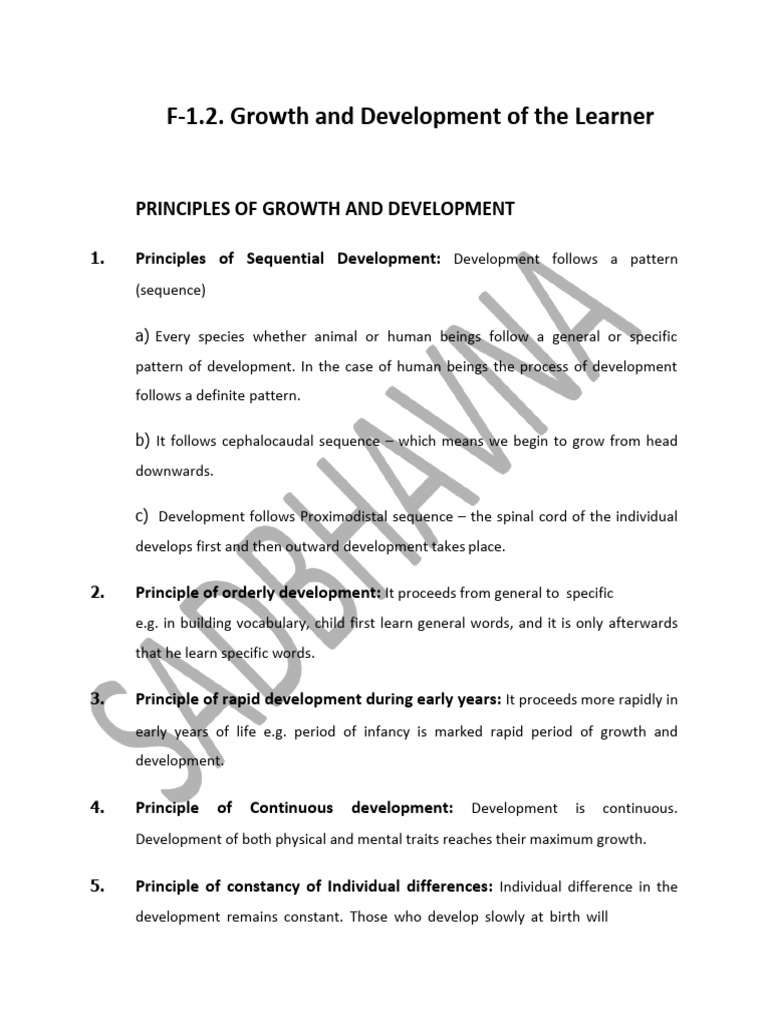 Principles of Growth and Development | PDF | Heredity | Learning