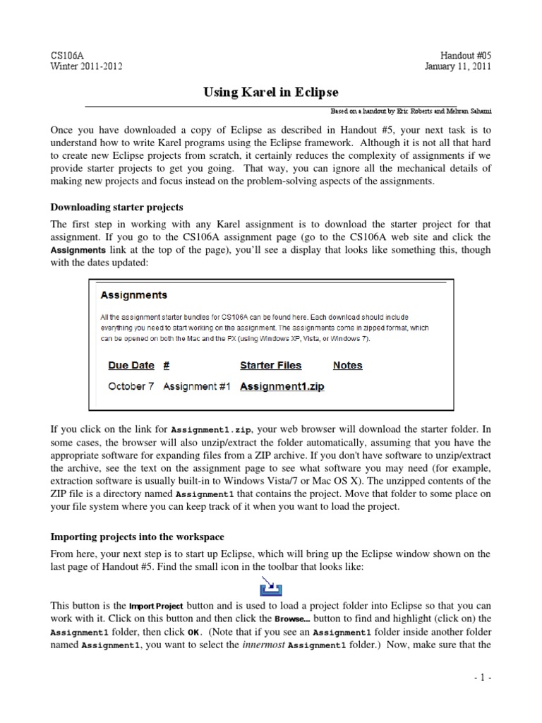 Karel Programming in Eclipse Guide | PDF | Zip (File Format) | Software Bug