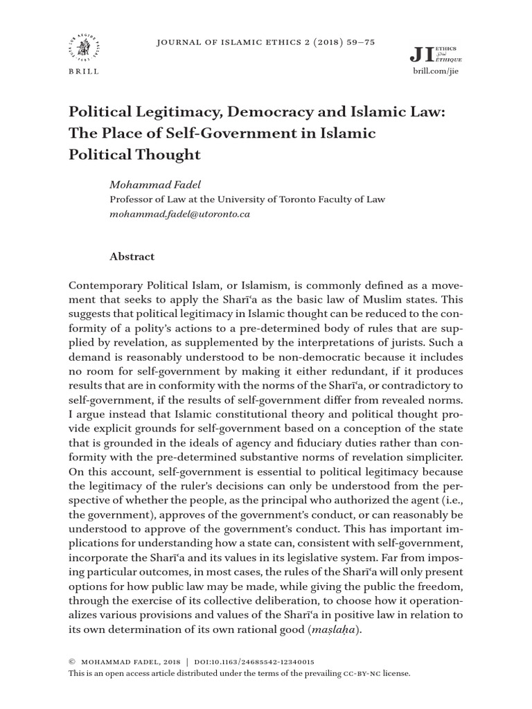 Islamic Political Legitimacy and Self-Government | PDF | Sunni Islam ...