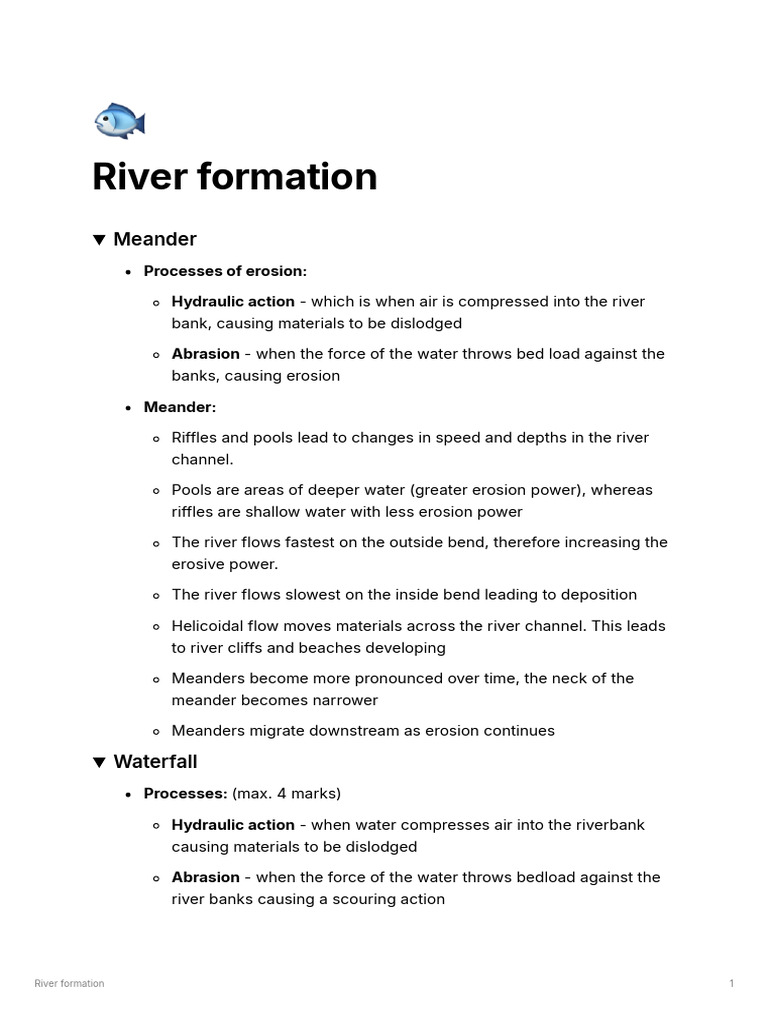 Higher Geography River Formation | PDF | Erosion | Physical Geography