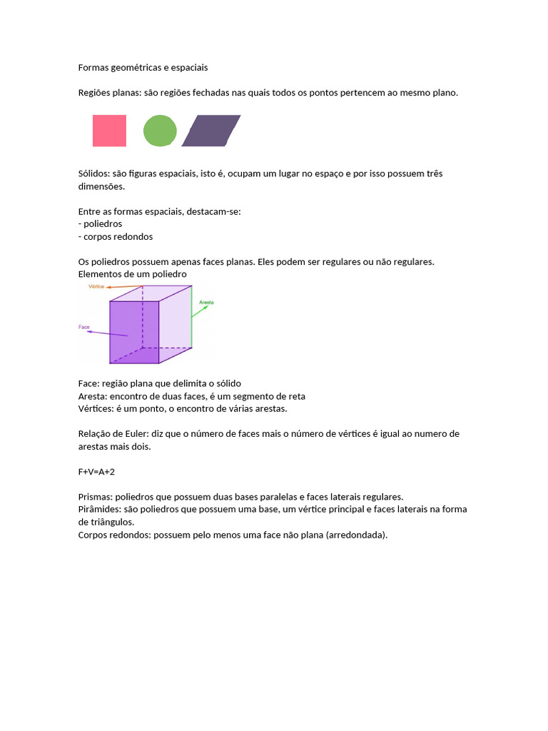 Formas Geométricas e Espaciais | PDF
