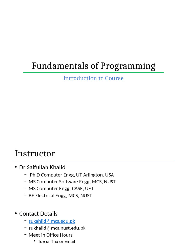Fundamentals of Programming Course Guide | PDF | Computer Programming ...