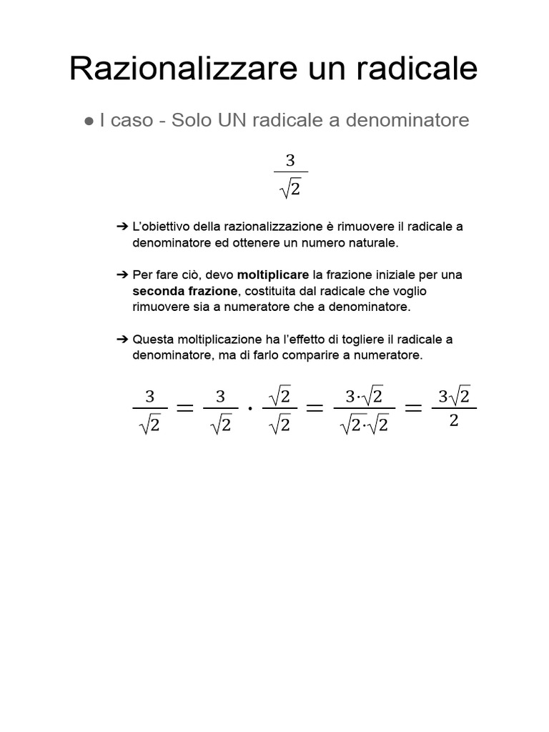 Razionalizzare Un Radicale | PDF