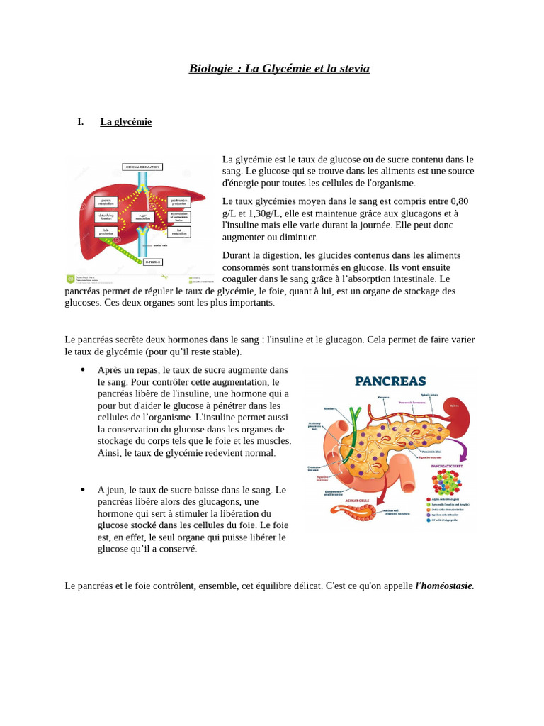 Stevia et régulation de la glycémie | PDF | Insuline | Hypoglycémie