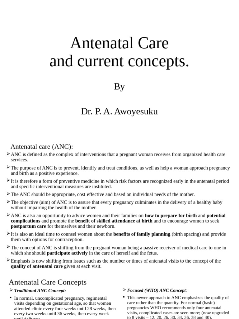 Essential Antenatal Care Guidelines | PDF | Pregnancy | Childbirth