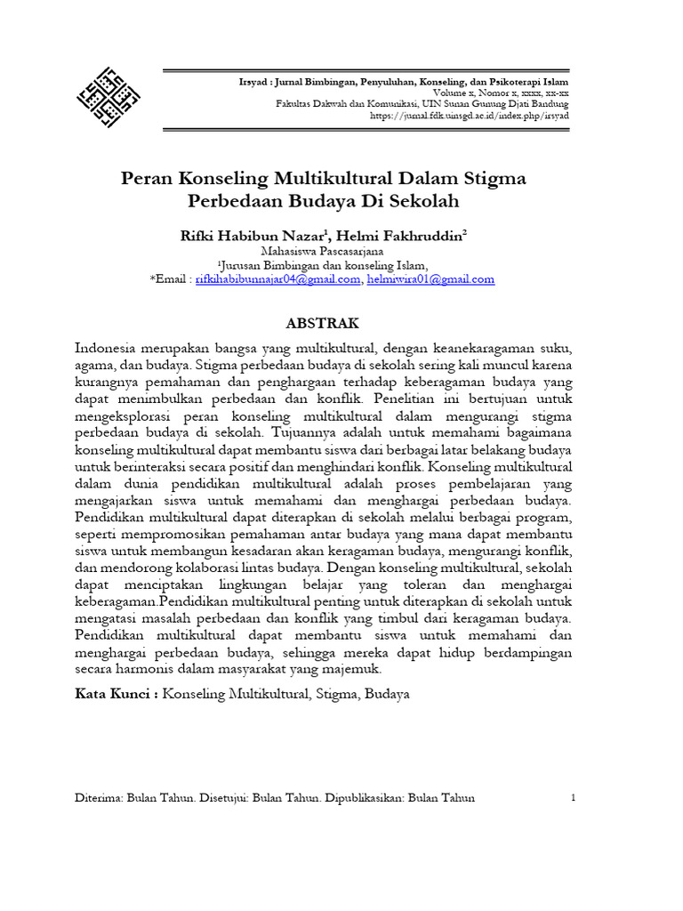 Jurnal Peran Konseling Multikultural Dalam Stigma Budaya Disekolah Pdf