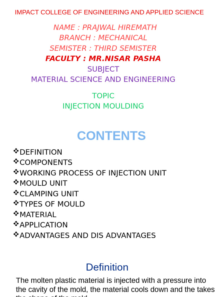 Overview of Injection Moulding Process | PDF | Materials | Industrial ...
