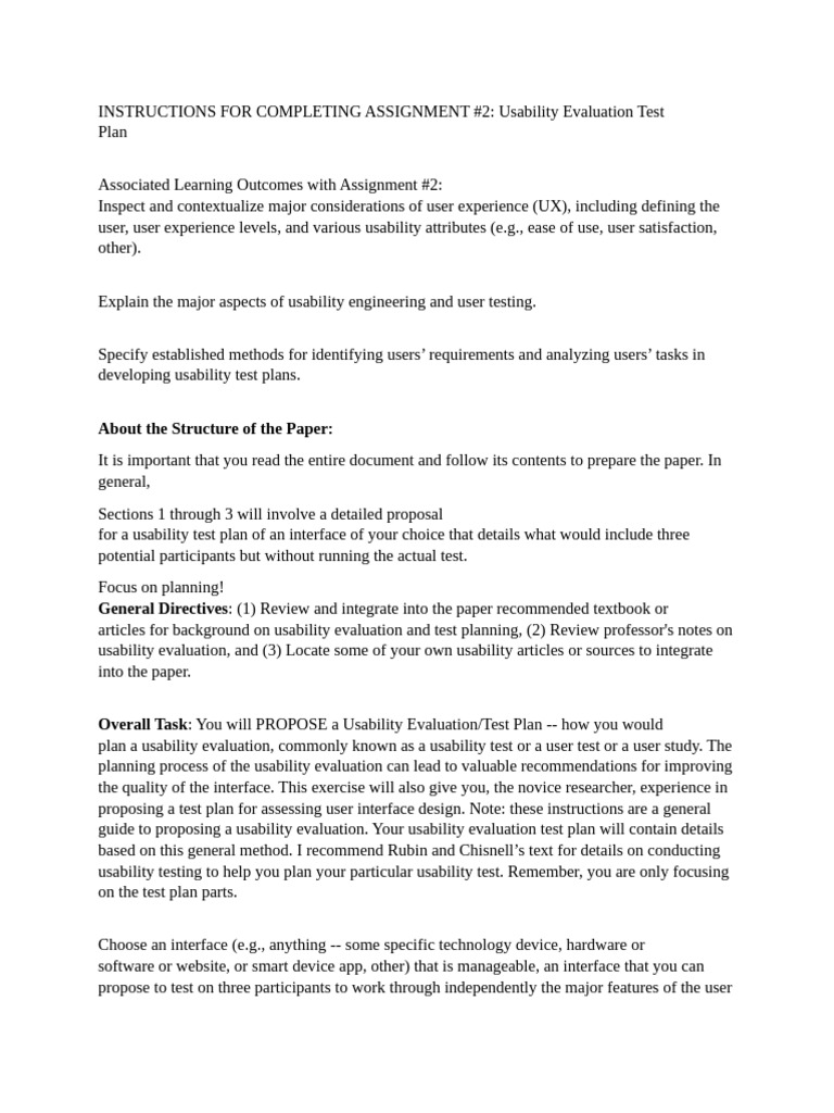 Instructions For Completing Assignment 2 Pdf Usability Cognitive