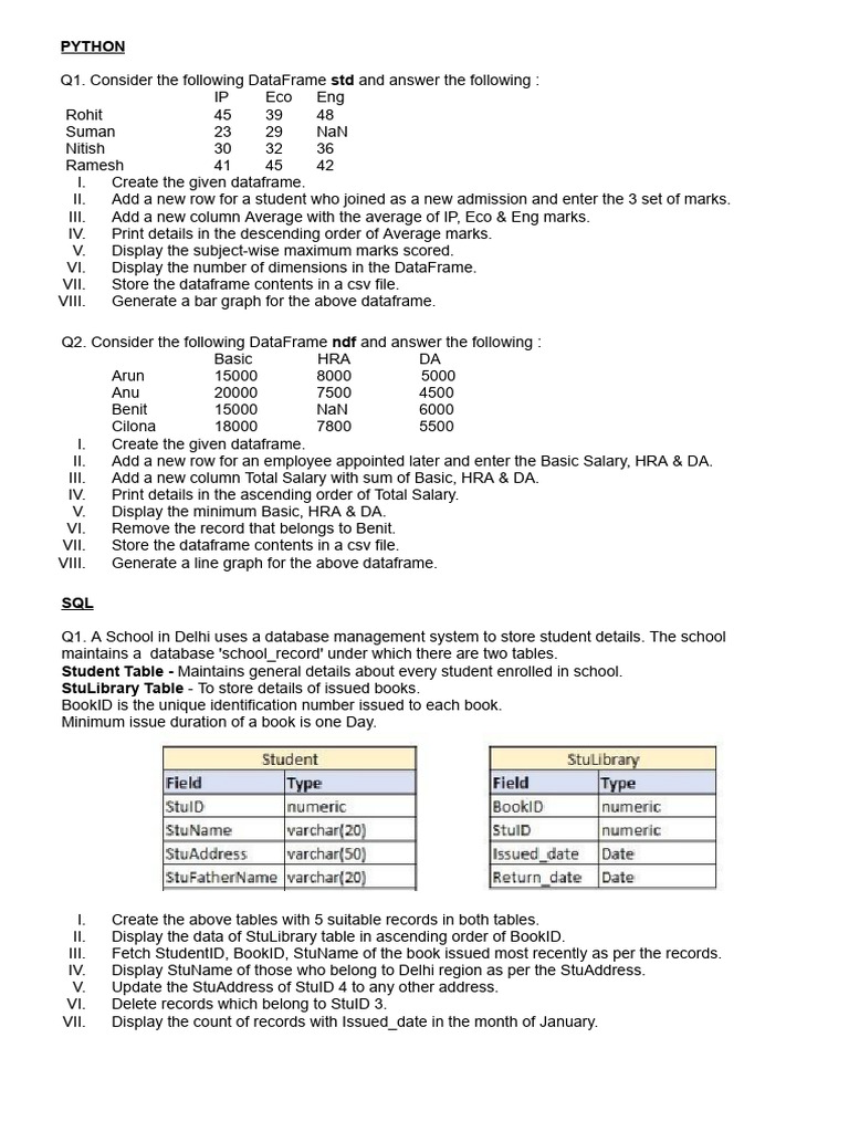 Practical Exam Practice Questions | PDF | Information Technology ...