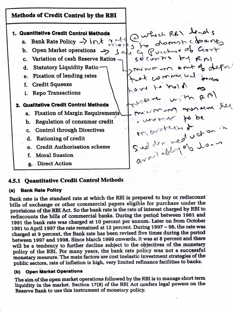 RBI Credit Control Methods Explained | PDF | Reserve Bank Of India ...