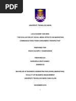 Download THE EVALUATION OF SOCIAL MEDIA EFFECTS ON MARKETING COMMUNICATIONS FROM CONSUMERS PERSPECTIVE by Sal Sabila Ramlan SN83009165 doc pdf