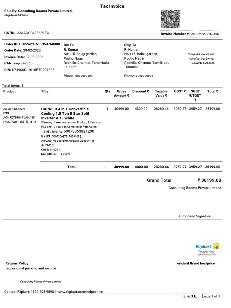 AC Invoice | PDF | Taxes | Government Finances