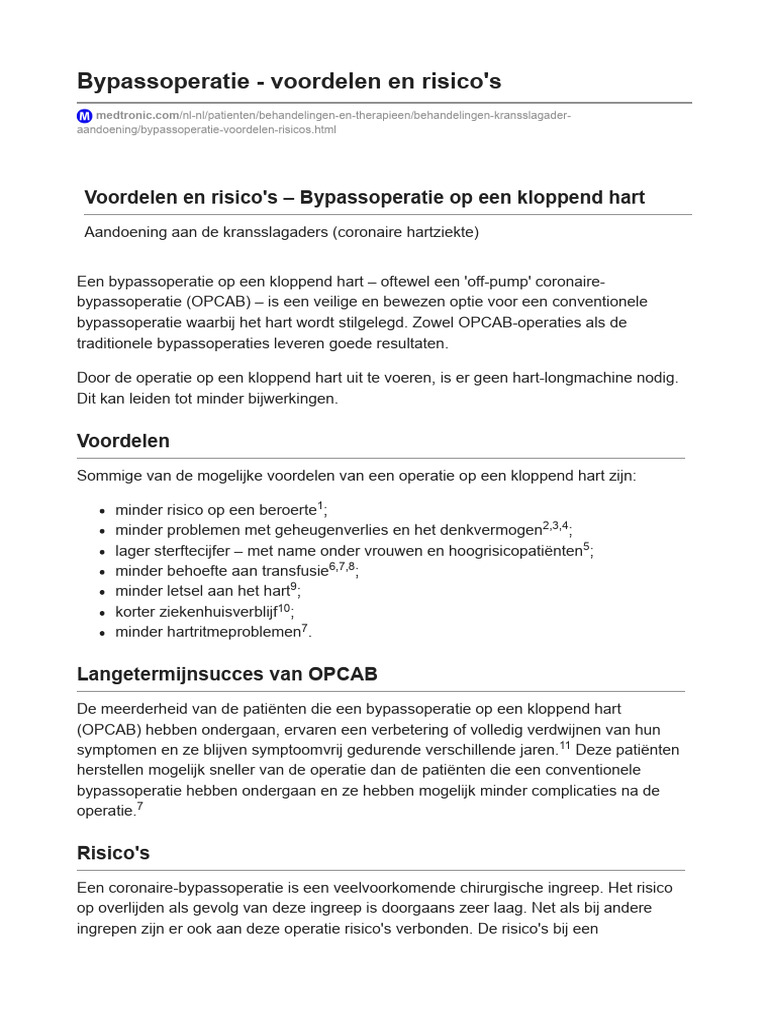 Bypassoperatie - Voordelen en Risico's _ Medtronic | PDF