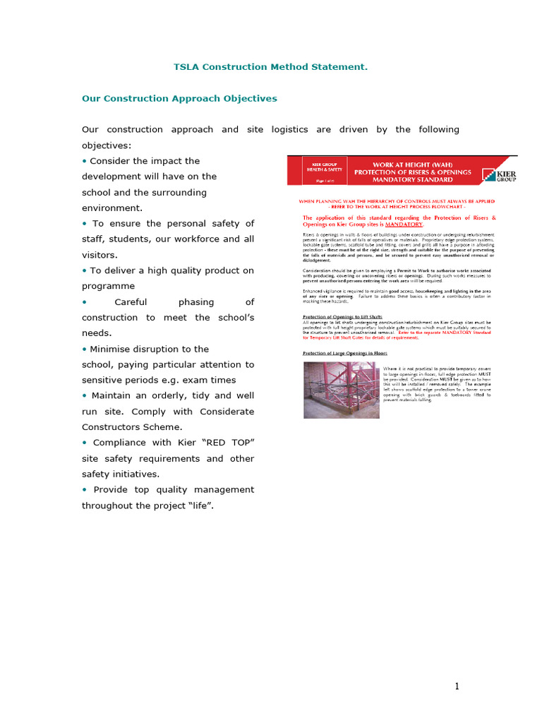 TSLA Construction Method Statement | PDF | Traffic | Safety