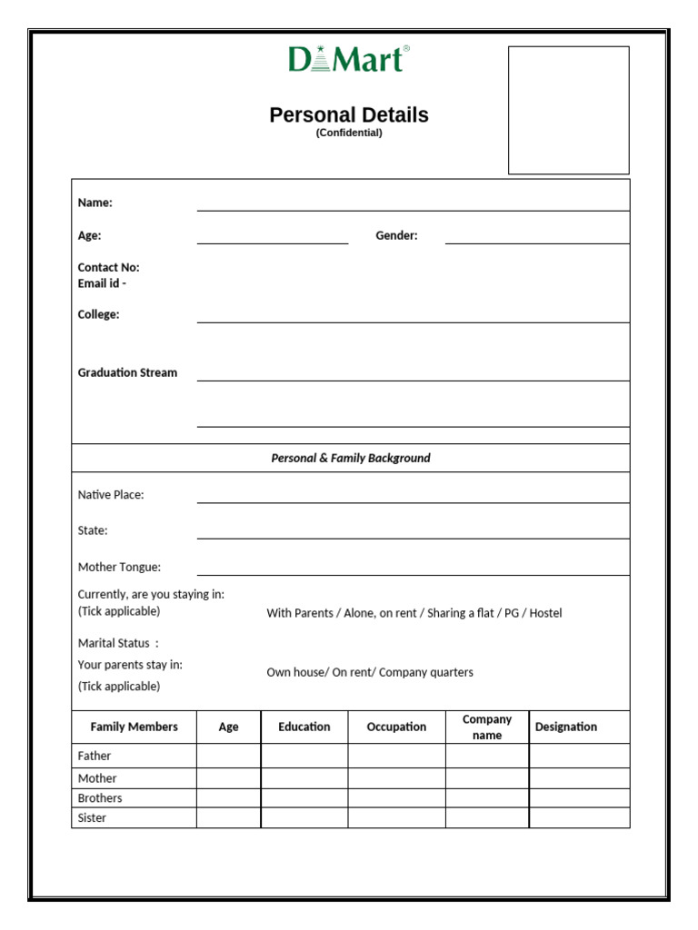 Personal and Family Background Questionnaire | PDF
