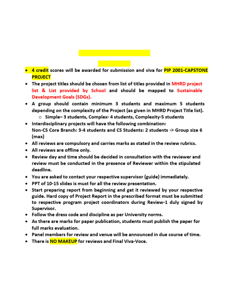 PIP 2001_4 Credits_ GUIDELINES AND RUBRICS FOR REVIEWS 2024-25 | PDF ...