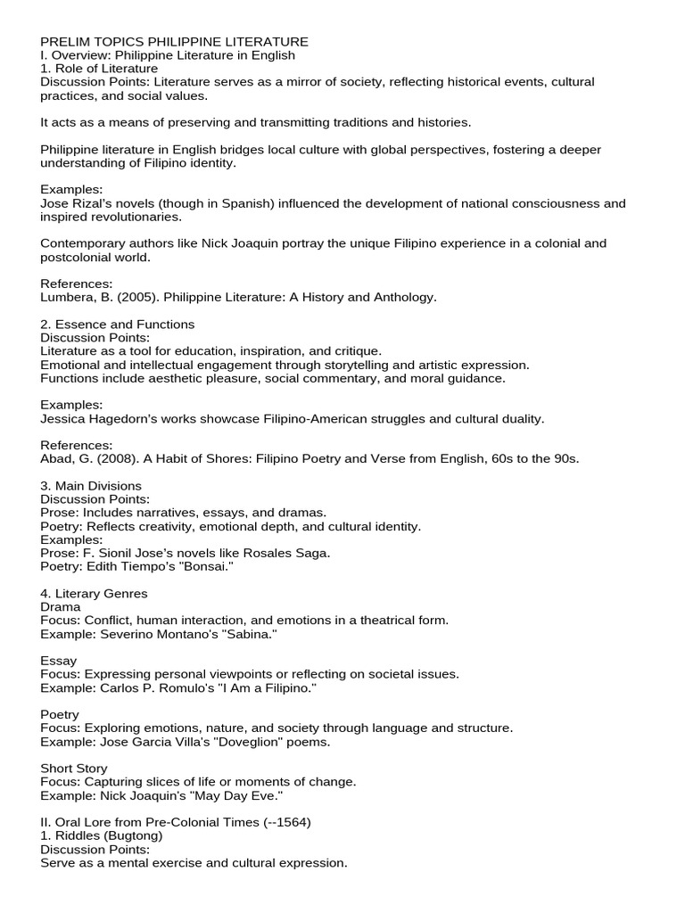 Philippine Lit: A Cultural Mirror | PDF | Writing