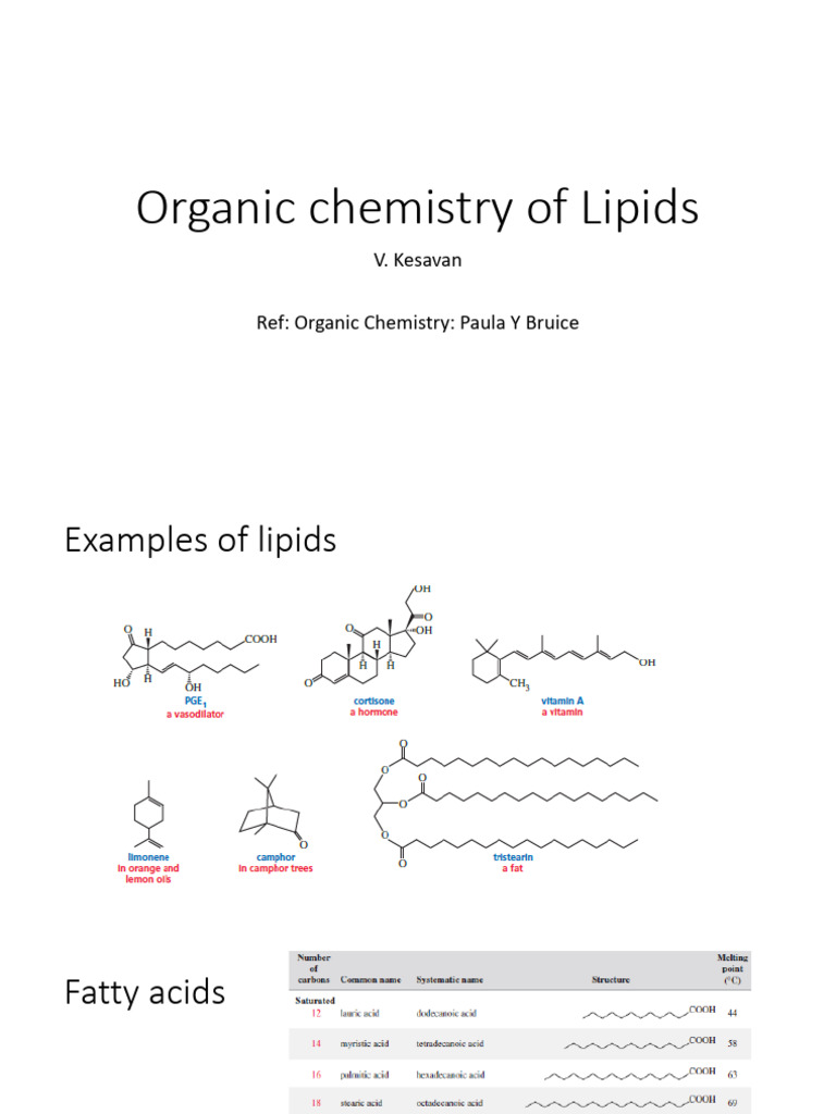 Lipid Chemistry: Structures & Biosynthesis | PDF