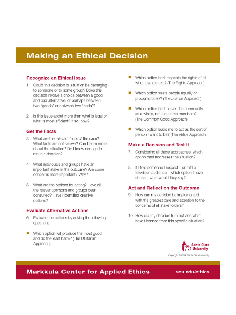 Making An Ethical Decision | PDF | Social Psychology | Applied Philosophy