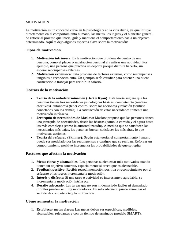 Claves de la Motivación Humana | PDF | Motivacional | Motivación