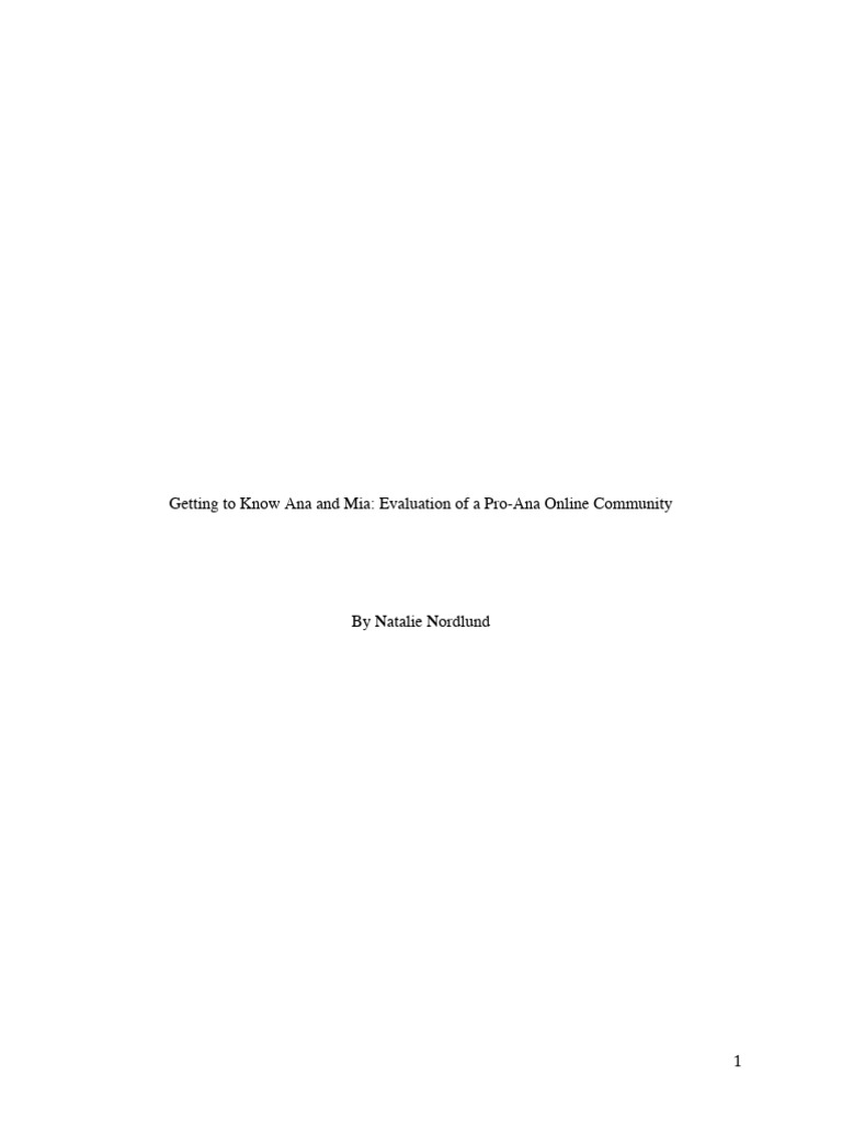 Pro-Ana Online Community Analysis | PDF | Eating Disorder | Anorexia ...