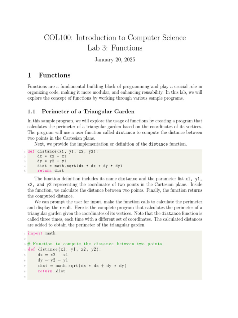 Functions in Python: Lab 3 Guide | PDF | Norm (Mathematics) | Vector Space