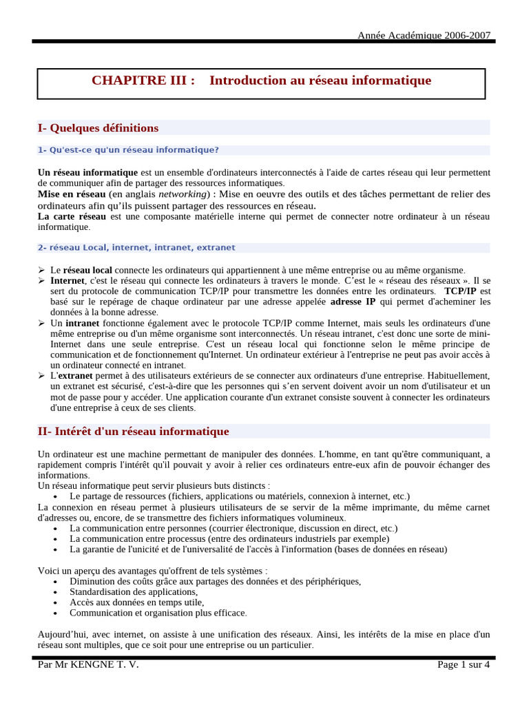 Introduction aux réseaux informatiques | PDF | Topologie de réseau ...