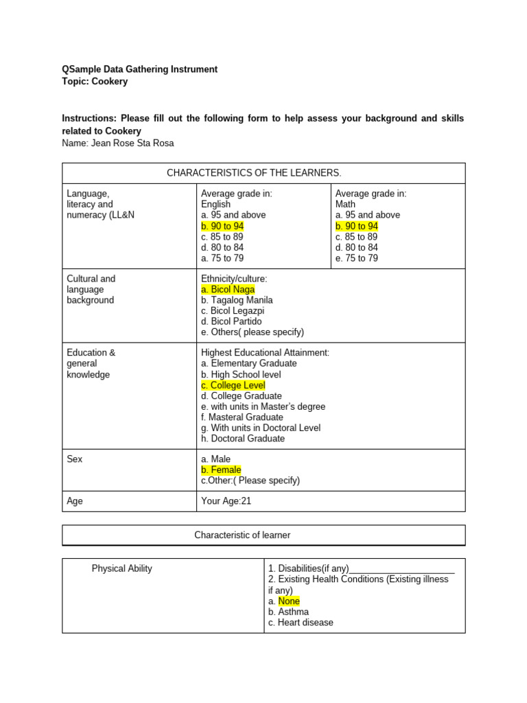 Plan Training Session Output 1 Gathering Instrument For Trainees ...