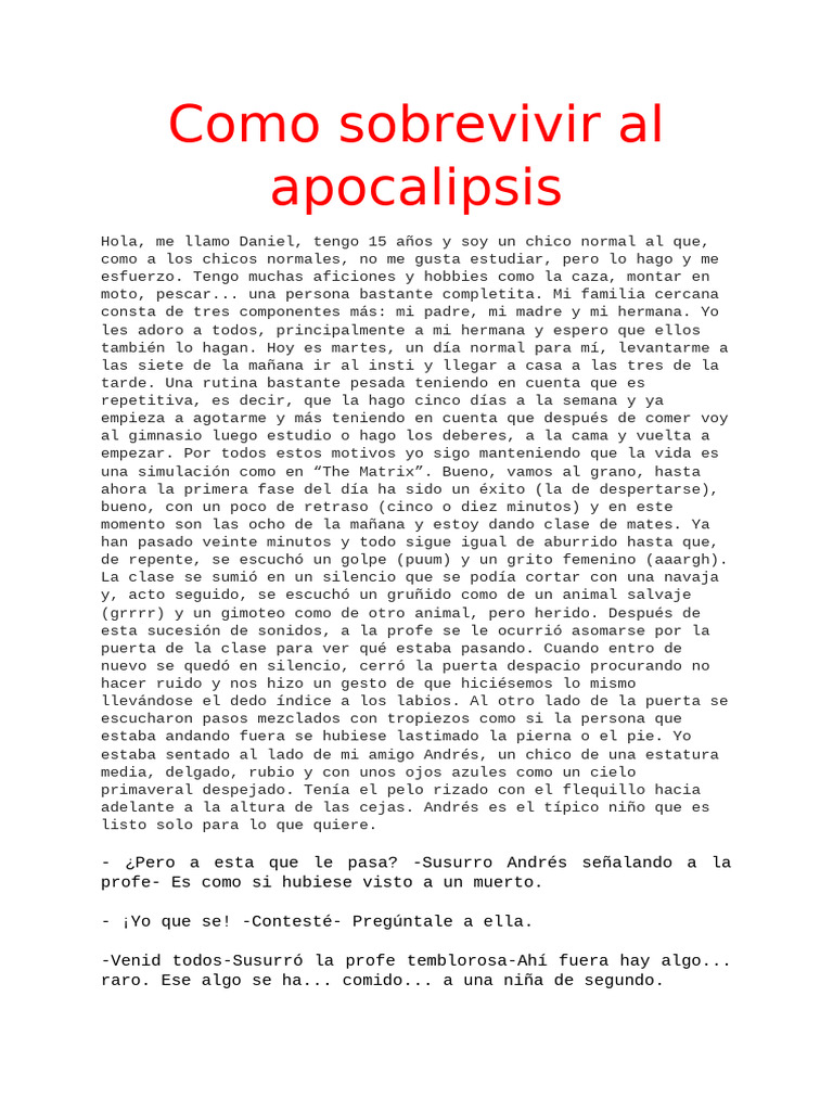 Como Sobrevivir Al Apocalipsis | PDF