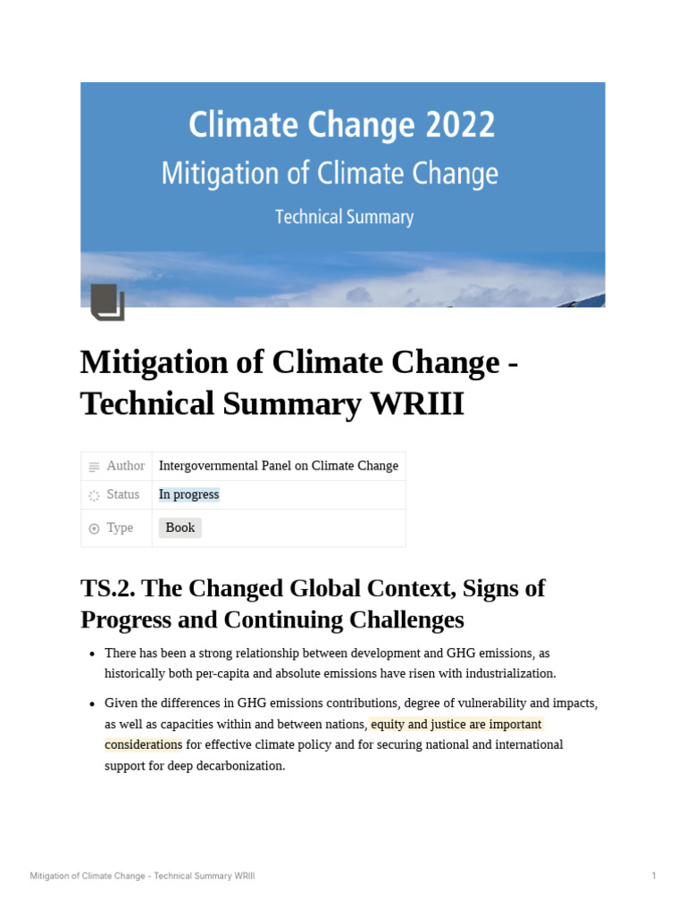 Climate Change Mitigation Summary | PDF | Climate Change Mitigation ...