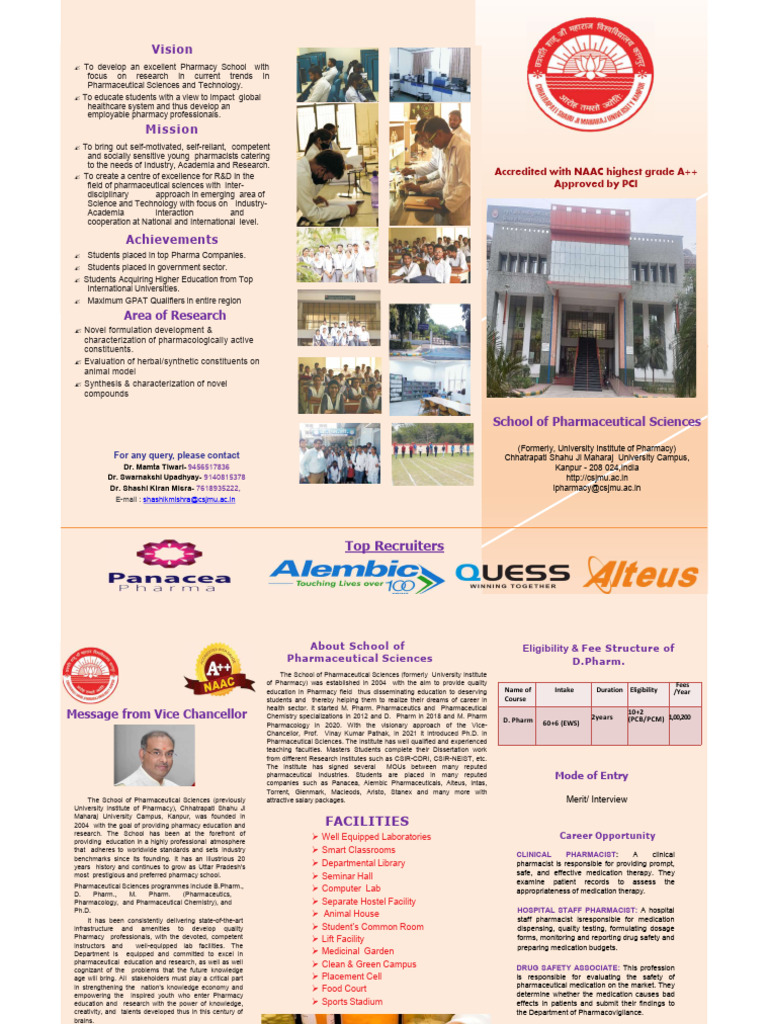 Admission Brochure - D. Pharma - School of Pharmaceutical Sciences ...