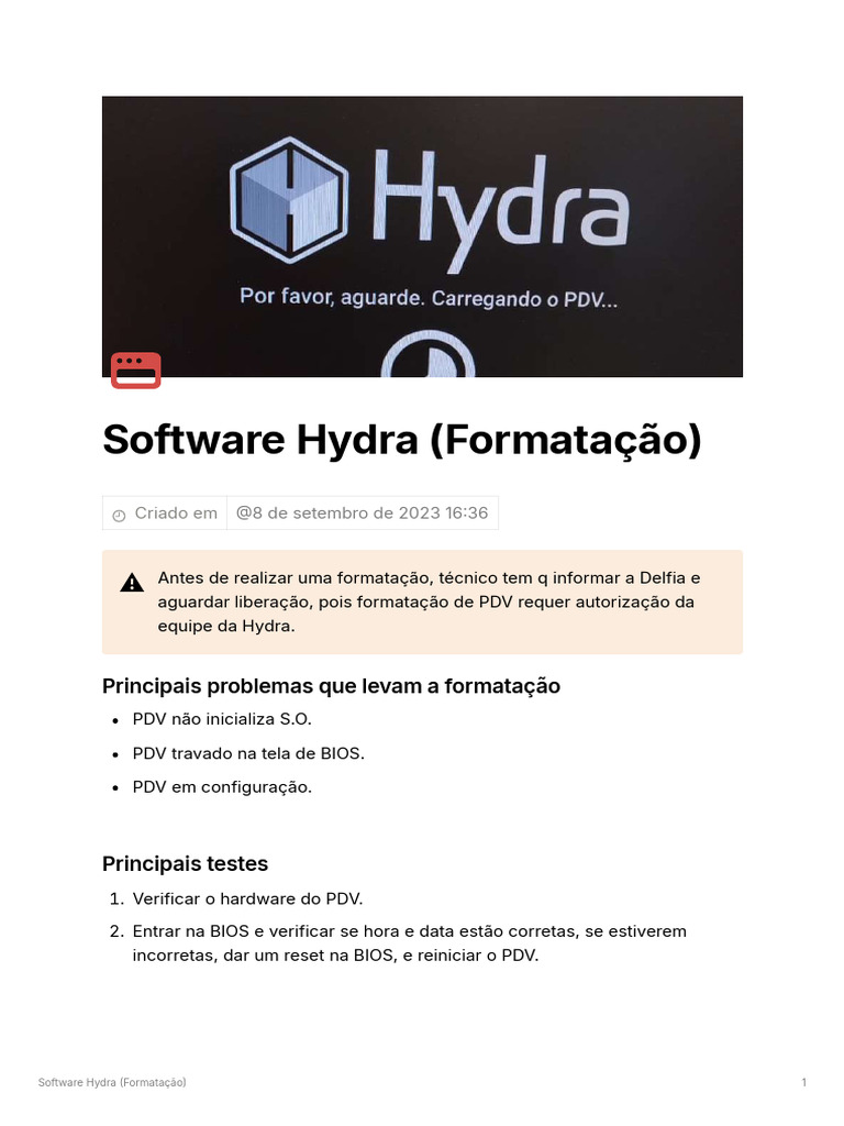 Formatação do Software Hydra PDV | PDF | BIOS | Ciência da Computação