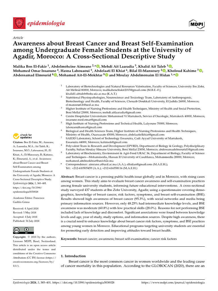 4 Awareness About Breast Cancer and Breast Self Examination Among | PDF ...