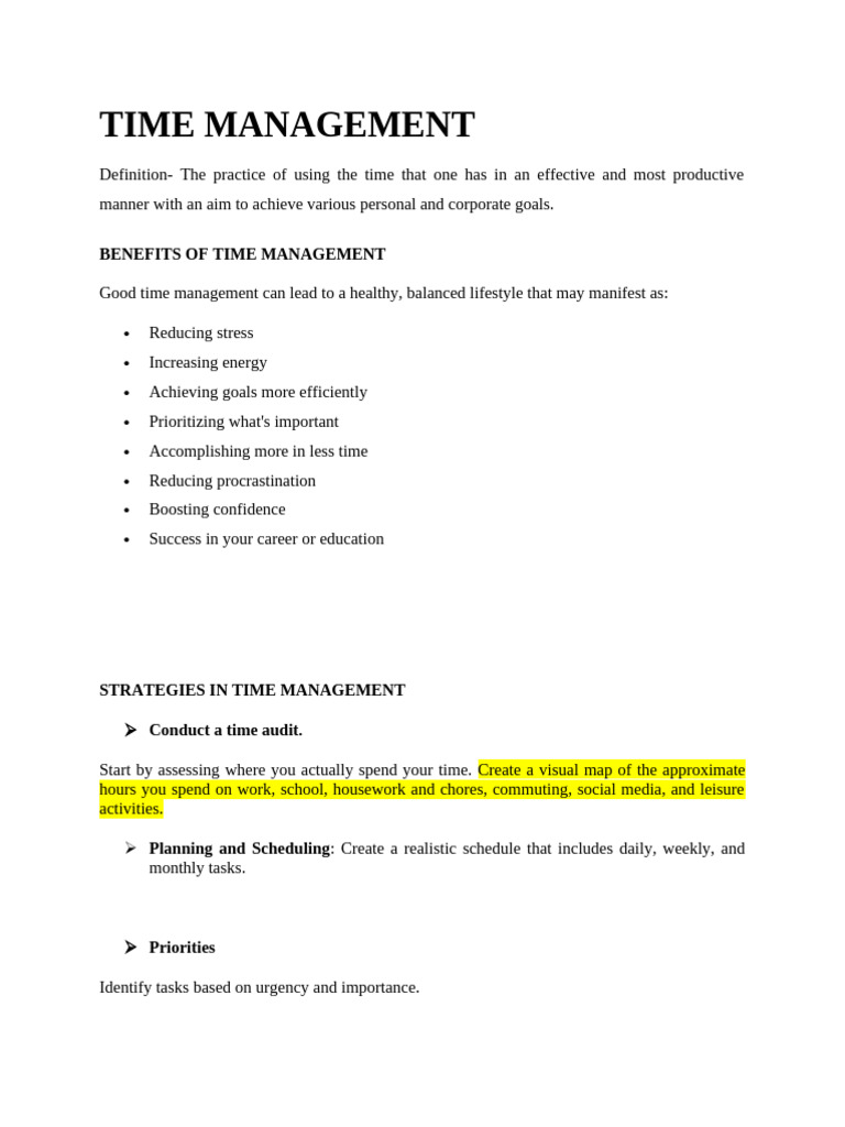 TIME MANAGEMENT A1 | PDF | Procrastination | Professional Skills