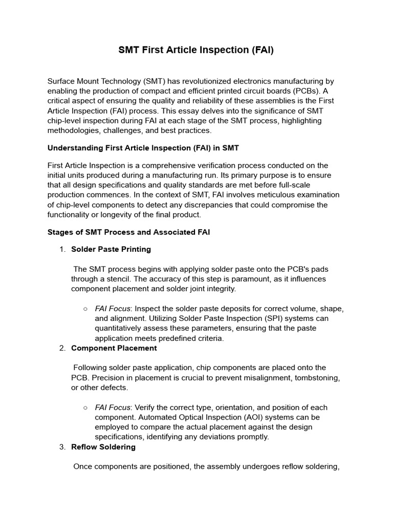 SMT First Article Inspection Overview | PDF | Printed Circuit Board ...