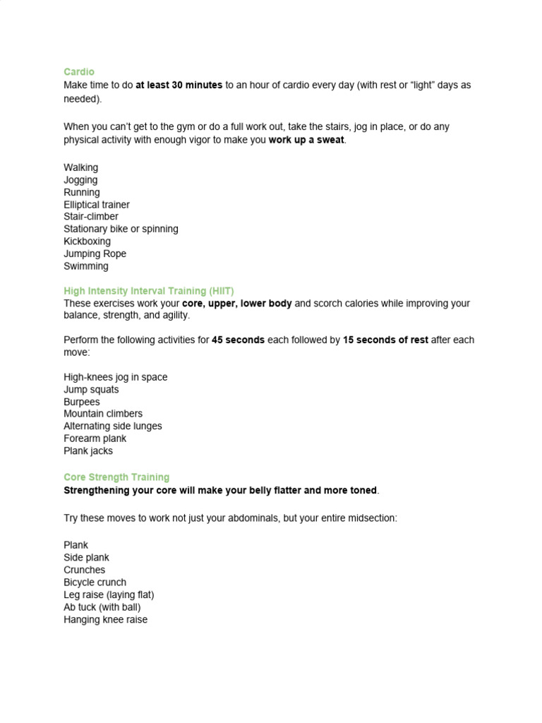 Effective Cardio and Core Workout Guide | PDF