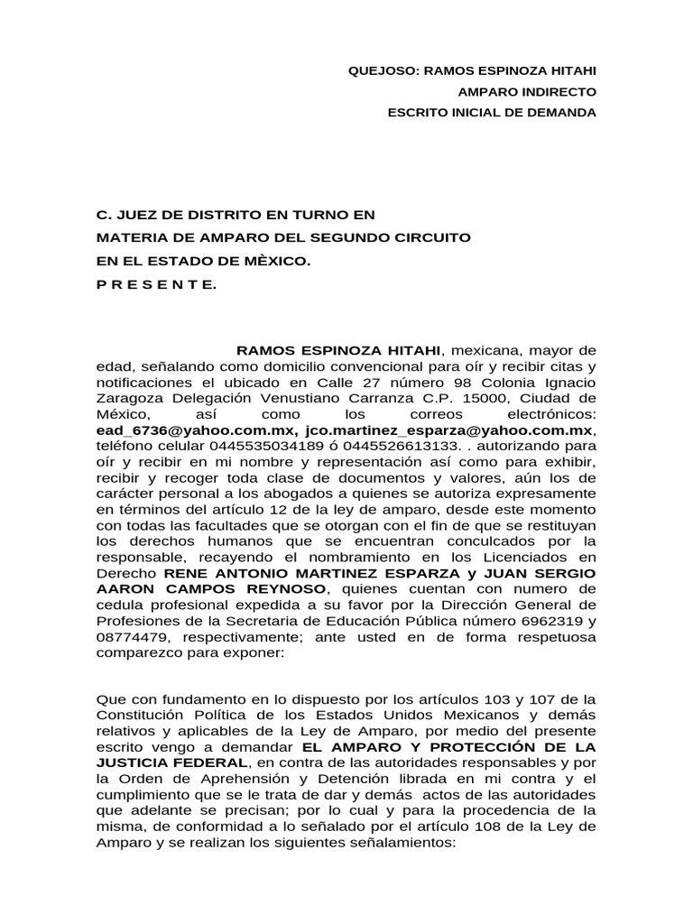 Amparo Indirecto de Ramos Espinoza | PDF | Justicia | Crimen y violencia
