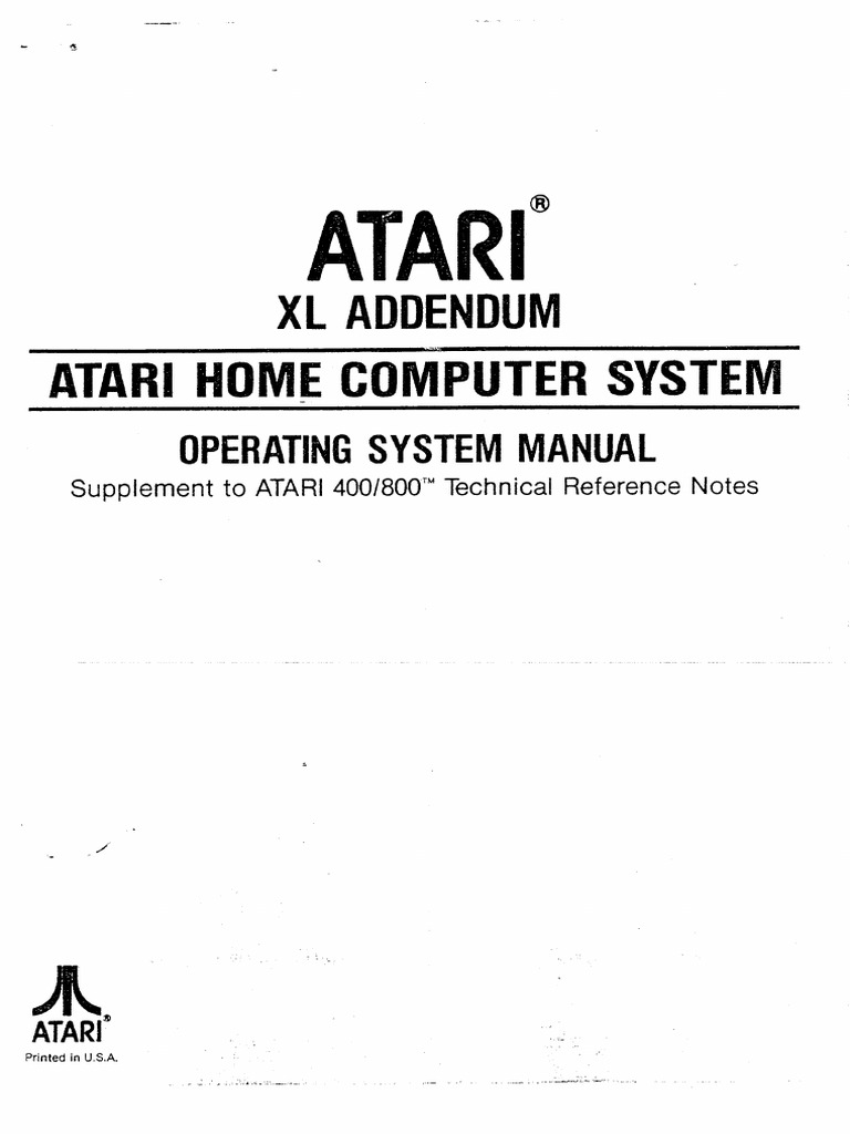 Atari XL Addendum - Operating System Manual | PDF