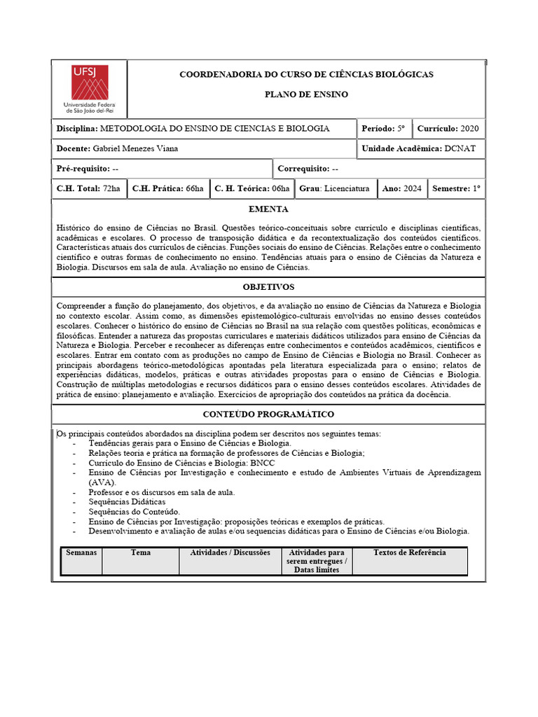 2024.1 Metodologia Do Ensino de Ciencias e Biologia | PDF | Science | Lição