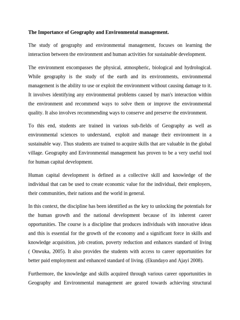 Importance of Geography in Sustainability | PDF | Natural Environment ...